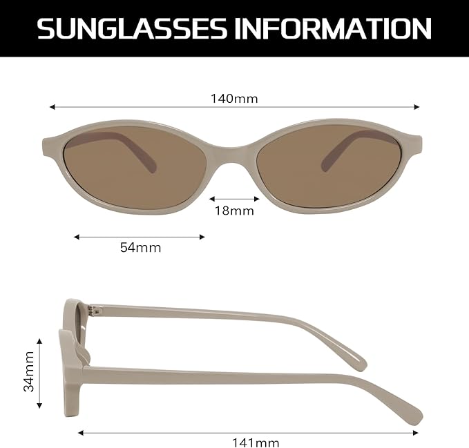 Retro Oval Sunglasses for Women Chic Cat Eye 90s Sunnies Lightweight Narrow Shades Trendy UV protection Sun Glasses