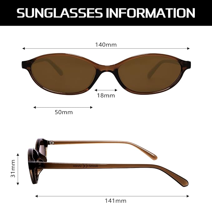 Retro Oval Sunglasses for Women Chic Cat Eye 90s Sunnies Lightweight Narrow Shades Trendy UV protection Sun Glasses