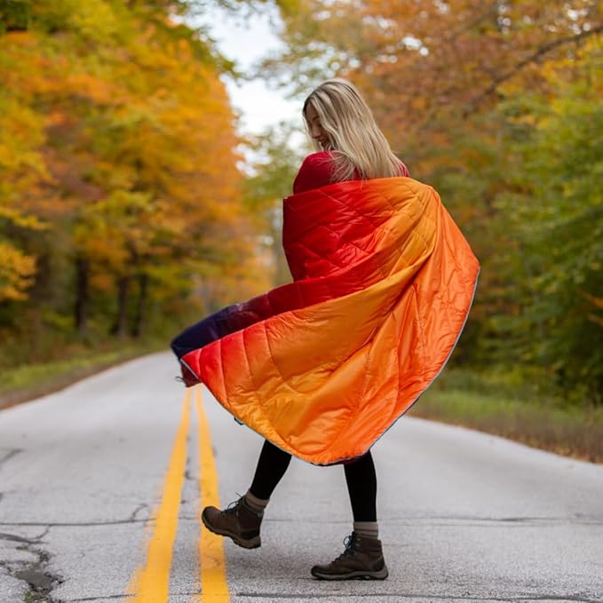 Rumpl Original Puffy Blanket - Warm, Water-Resistant Camping Blanket with 100% Recycled Synthetic Insulation, 52"x75", Original Puffy V1, Forest Fade