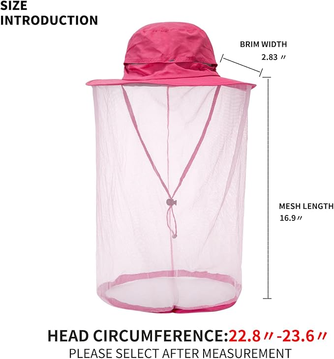 Fishing Hat Sun Protection Hat Mosquito Head Net for Outdoors Bucket Hat with Hidden Net Mesh