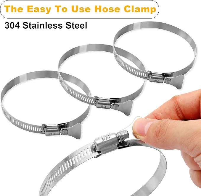 4"x15'Dust Collection Hose(Black Wire),4 Inch Dust Collection Tube with 304 Stainless Steel Hose Clamps,PVC 4 Collector Flexible Tube- Puncture Resistant