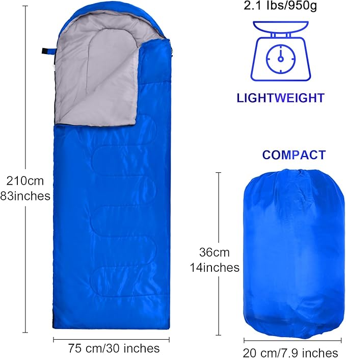 Macarrie 6 Pack Camping Sleeping Bags Bulk for Adults, 4 Season Cold Weather Sleeping Bag with Compression Sack Lightweight Waterproof Essential Gear for Backpacking Hiking Travel