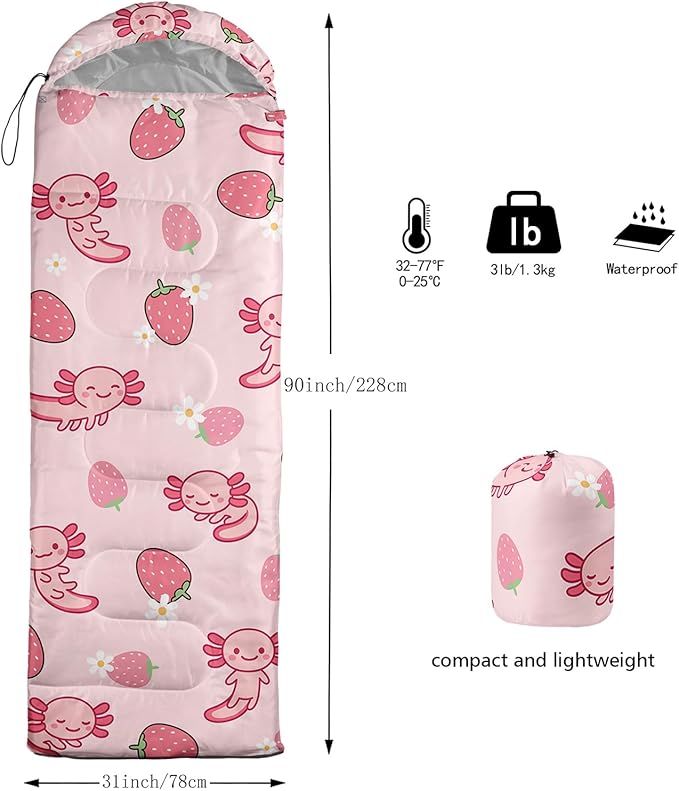 QOOMO Camping Sleeping Bags,3 Season Warm & Cool Weather,Lightweight,Waterproof Sleeping Bags for Adults & Kids,Traveling,and Outdoors,Camping Gear Equipment