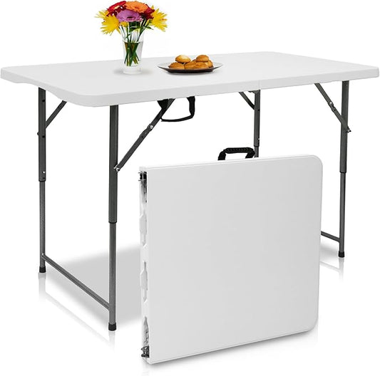 4ft Folding Table,Sturdy Outdoor Folding Table,Perfect for Camping Picnics Parties Durable Foldable Table with Easy Setup Ideal Portable Folding Tables for Indoor & Outdoor Use