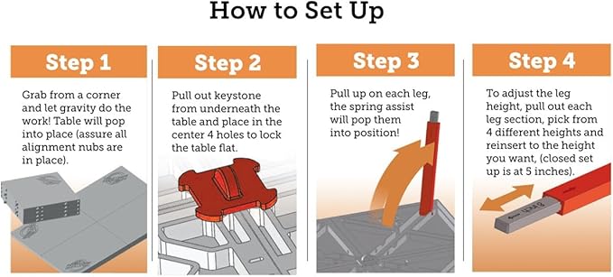 Crazy Creek Pack Table, Compact 12" x 12" Outdoor Folding Table, Gray and Orange