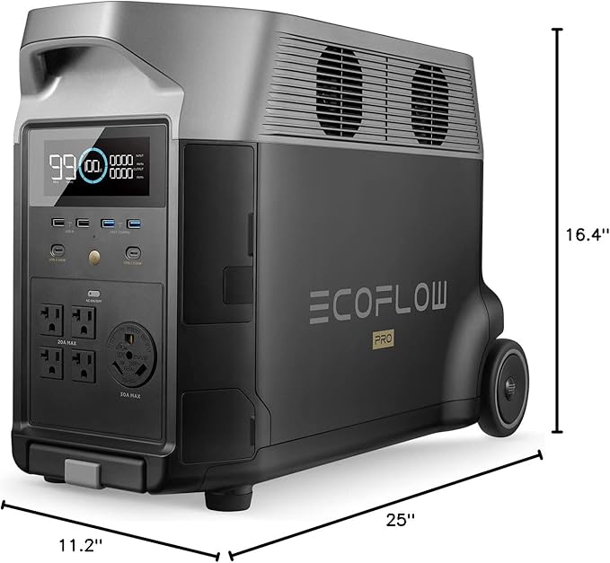 EF ECOFLOW Portable Power Station 3600Wh DELTA Pro, 120V AC Outlets x 5, 3600W, 2.7H Fast Charge, Lifepo4 Power Station, Solar Generator for Home Use, Power Outage, Camping, RV, Emergencies