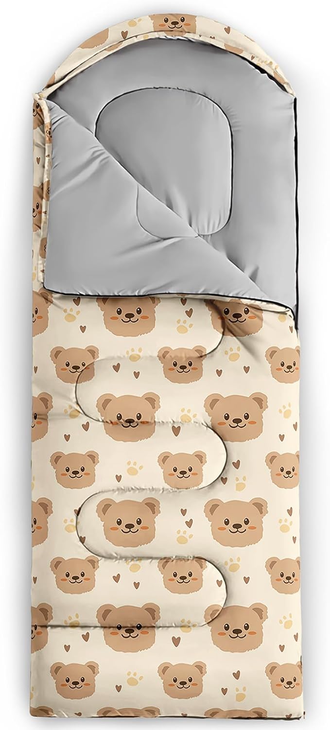 AILONEN Pink Lovely Rabbit Sleeping Bag for Girls Kids Adults,Warm and Cool Weather,Lightweight,Waterproof Backpacking,Cartoon Flowers Printed Bunny Sleeping Bag for Camping