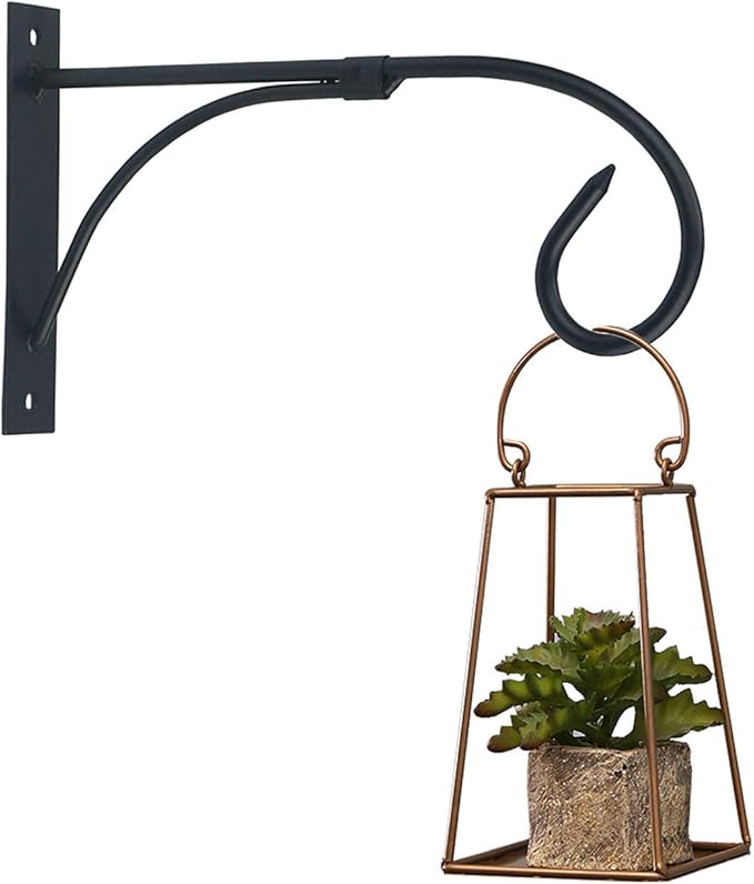 Tinsow 2 Pcs Plant Bracket Iron Wall Hooks Straight Downcurled Hanging for Wind Chimes, Flower Baskets, Decorative Plants, Lantern, Wind Spinners, Bird Feeders, Indoor or Outdoor Decoration