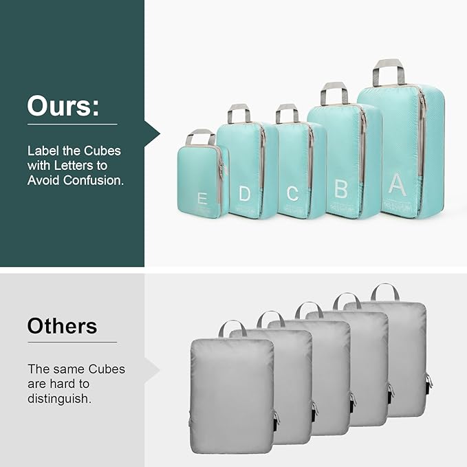 Compression Packing Cubes for Travell Fabric Packing Cubes with Smooth Zippers, Space-Saving Compression Bags for Travell, Luggage Organizers for Clothes, Shoes, and Accessories