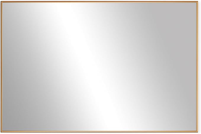 Frame My Mirror Gold Metal Framed Mirror, 28" x 36" Champagne Bronze Mirror for Bathroom, Metal Frame, True Reflections Glass, Stanton Design, Hangs Horizontally or Vertically, Made in USA