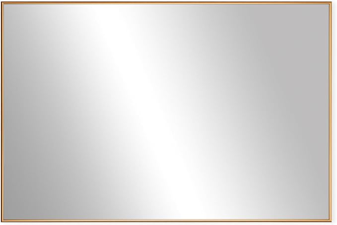 Frame My Mirror Gold Metal Framed Mirror, 30" x 36" Champagne Bronze Mirror for Bathroom, Metal Frame, True Reflections Glass, Stanton Design, Hangs Horizontally or Vertically, Made in USA