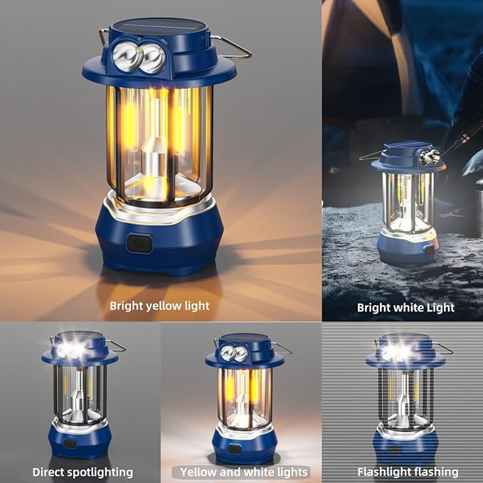 HOMY Camping Lantern Rechargeable, 5 Lighting Modes + SOS Flash - Dual Charging (USB-C/Solar) Portable & Water-Resistant , Ultra-Light Owl Lamp for Kids Camping Gift