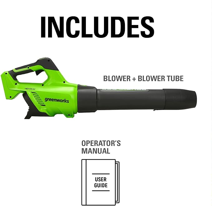 Greenworks 40V (130 MPH / 550 CFM / 75+ Compatible Tools) Cordless Brushless Axial Leaf Blower, Tool Only