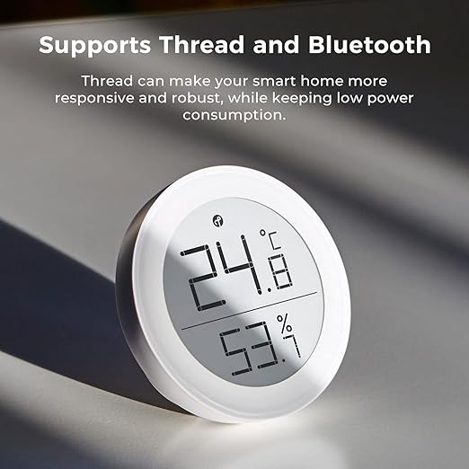 Qingping Thermometer Hygrometer Sensor Works with HomeKit (Only Works with iOS), Wireless Indoor Temperature and Humidity Monitor with E Ink Display for Home, via Thread or Bluetooth