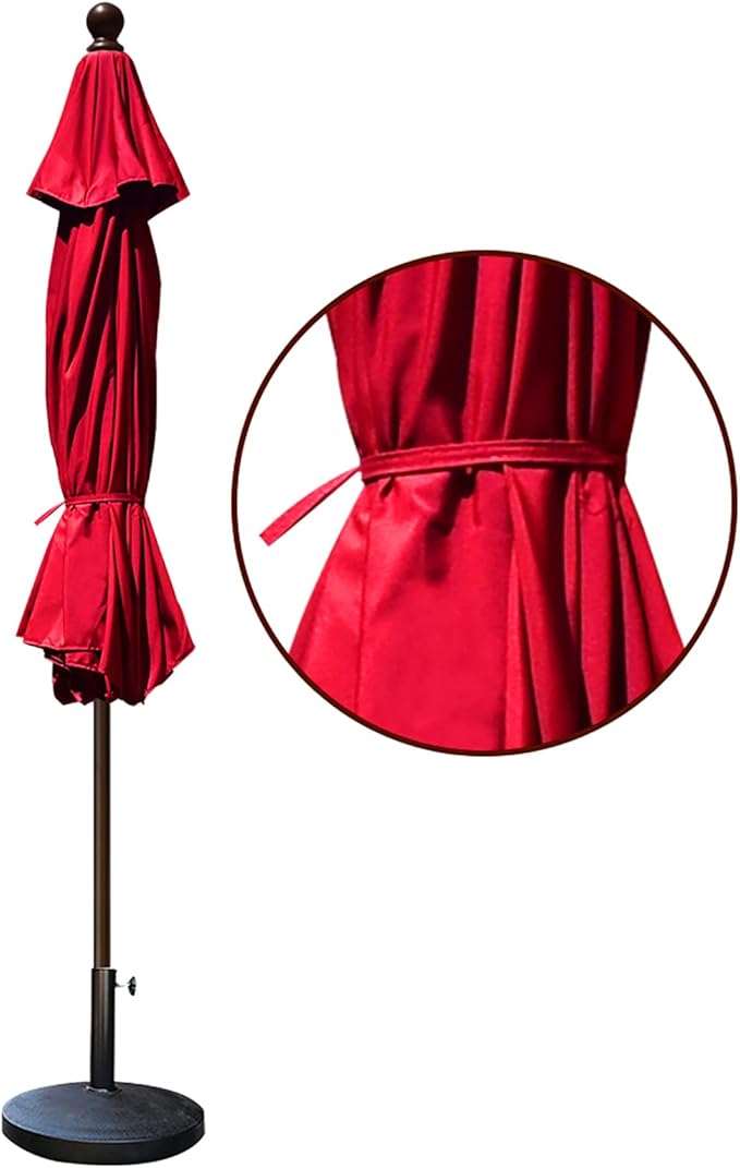 EliteShade USA 10-Year-Non-Fading 9Ft Market Umbrella Patio Umbrella Outdoor Table Umbrella with Ventilation,Logo Red