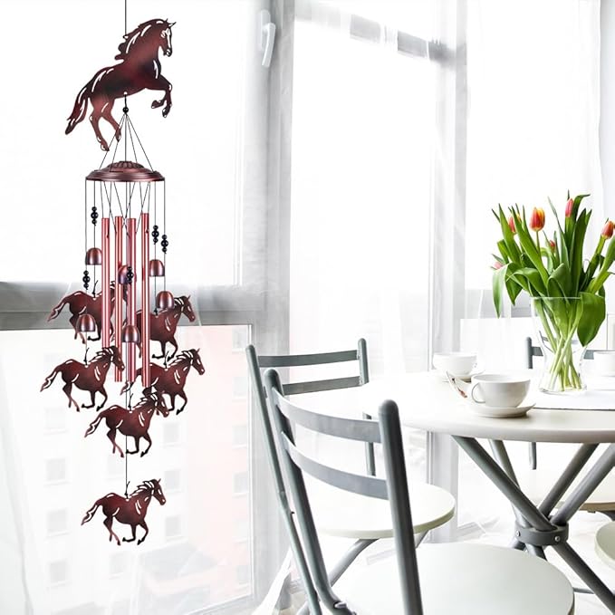 Horse Wind Chimes for Garden, Home, Balcony, Yard, Outdoor Decoration, Horses Chimes, Memorial Wind Bells, Horses Wind Catcher, Blessing Wind Chimes Xmas Gifts for Mom, Grandma, Family, Women, Friends