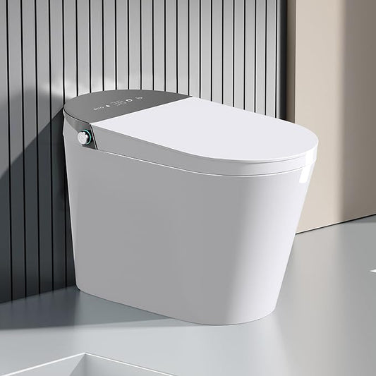 Smart Toilet, One Piece Bidet Toilet for Bathrooms, Toilets with Warm Water Sprayer & Dryer, Foot Sensor Operation, Heated Bidet Seat, Tankless Toilets with Fahrenheit LED Display