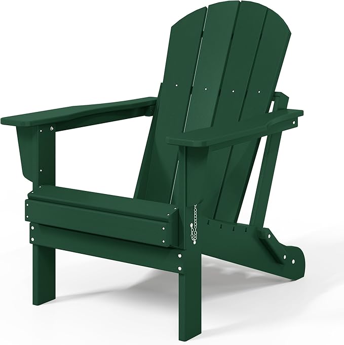 WestinTrends Malibu 4-Piece Set Outdoor Folding Poly Adirondack Chair, Dark Green