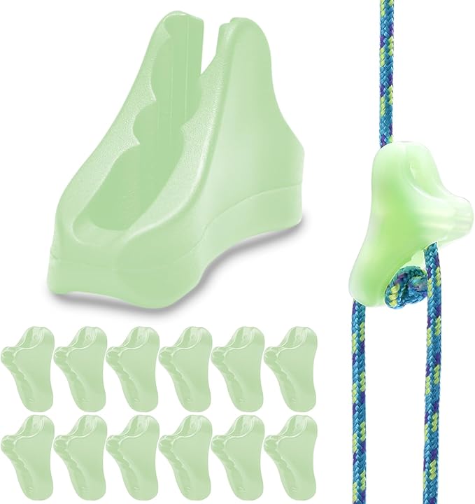 12Pack Ultralight Guyline Tensioners Tent Guyline Cord Rope Adjuster for Outdoor Camping Hiking Tent Tarp Canopy Shelter (Fluorescent,fit 1-2.5mm Paracord)