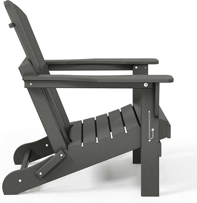 WestinTrends Malibu HDPE Outdoor Patio Folding Poly Adirondack Chair, Gray