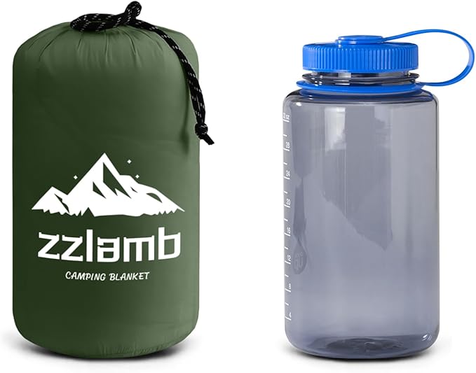 zzlamb Camping Blanket, Compact Lightweight Soft Puffy Blanket Water-Repellent, Packable Warm Quilt Down Alternative Picnic Hiking Backpacking Beach Travel RV Airplane Couch Car