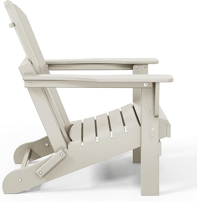 WestinTrends Malibu 2 Piece Set Outdoor Folding Poly Adirondack Chair, Sand