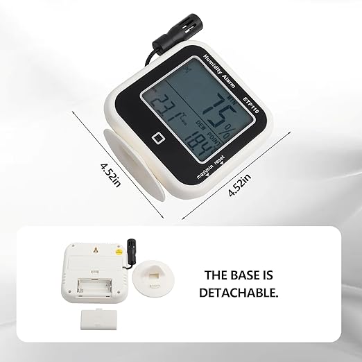 Walfront ETP110 Pro Digital Hygrometer Thermometer Lab Grade Humidity Temperature Dew Point Monitor with Data Storage Alarm for Home Laboratory Greenhouse