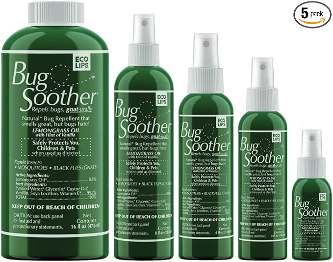 Bug Soother Spray Large Family Pack - Natural Insect, Gnat and Mosquito Repellent & Deterrent - Safe Bug Spray for Adults, Kids, Pets, & Environment - Made in USA