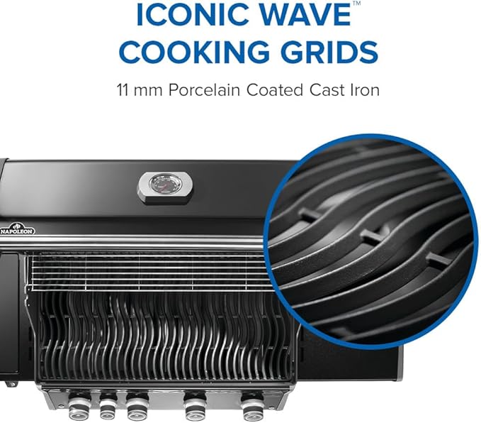 Napoleon Rogue PRO 525 Natural Gas Grill with Infrared Side Burner, Black, Durable 5-Burner Cooking Surface