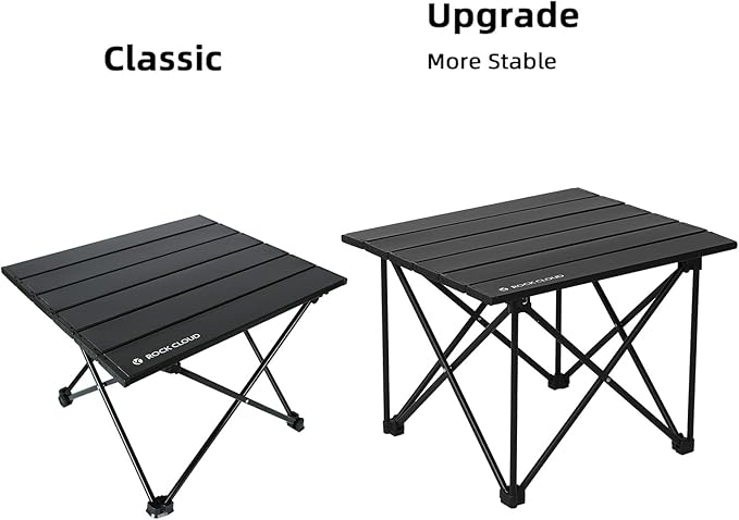 ROCK CLOUD Portable Camping Table Ultralight Aluminum Camp Table Folding Compact Beach Table for Camping Hiking Backpacking Outdoor Picnic(Reinforced Frame-Medium)