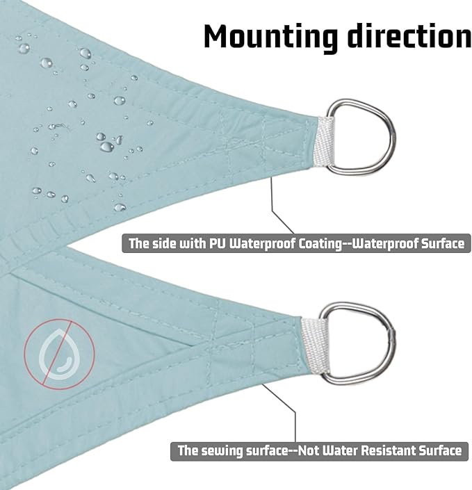 LOVE STORY Waterproof 10'x10' Rectangle Sky Blue Sun Shade Sail Cannoy UV Resistant for Outdoor Patio Garden Backyard (We Make Custom Size)