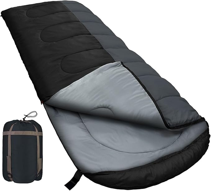 XL 10 Degree Sleeping Bags Waterproof for Adults 350GSM Machine Washable with Compression Sack for 3-4 Season Camping Outdoor