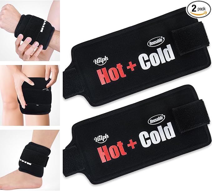 Hilph Ice Pack for Injuries Reusable, 2 Packs Soft Hot and Cold Gel Pack with Adjustable Strap, Flexible Ice Pack Wraps for Joints and Muscle, Back, Knee & More Discomfort Relief (9.5" x 4.7")