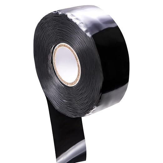 FOURGUN Self Fusing Silicone Tape Black 1" x 16.4FT Heavy Duty Waterproof Leak Proof Repair Tape for Plumbing Hose Pipeline Electrical Wrapping Emergency Seal for Hot/Cold Pipes & Tools