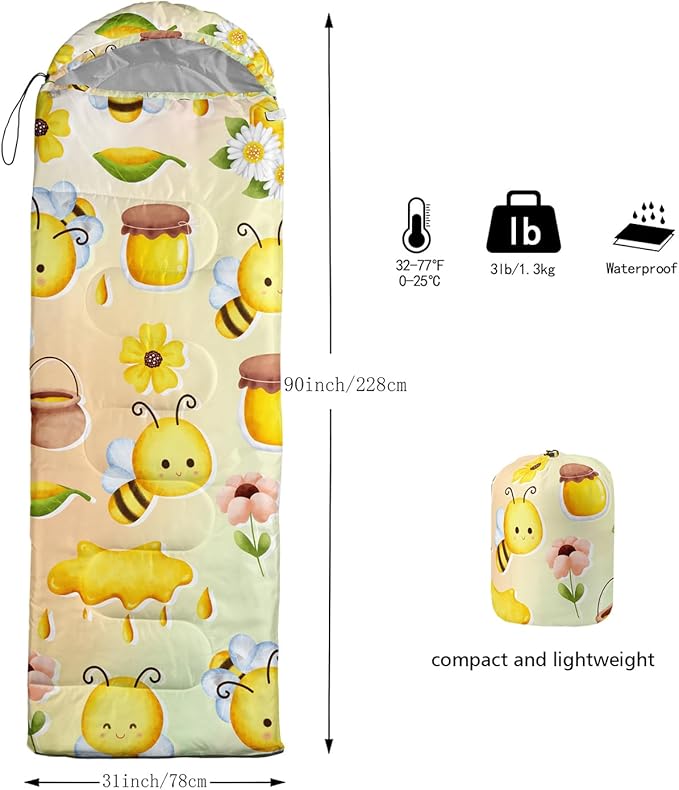 Sleeping Bags for Adults Kids,Backpacking Camping Sleeping Bag for Girls Boys Lightweight Waterproof Cold/Warm Weather Sleeping Bag for All Season