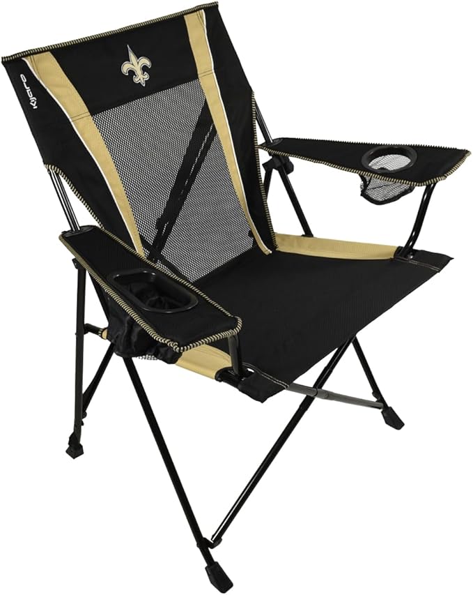 Kijaro NFL Sports Fan Folding Chair, 26" L x 35.5" W x 37" H, New Orleans Saints