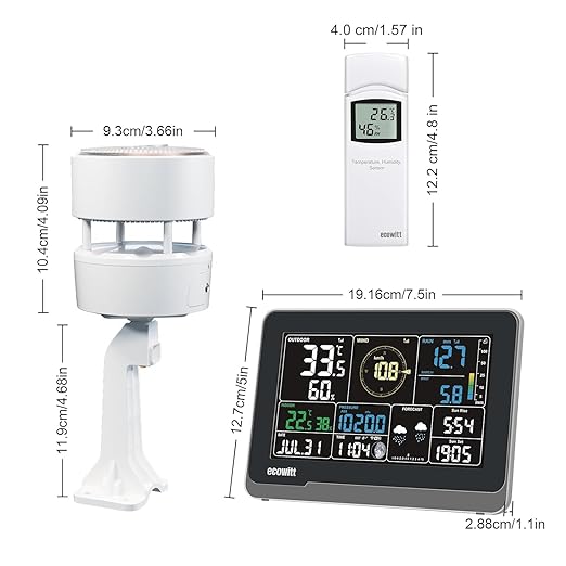 ECOWITT Weather Station Kit, Includes WS3900 Indoor Display Console, WS85 Outdoor Sensor Array and WN32 Outdoor Thermometer&Hygrometer Sensor, IOT Function, 915 MHz