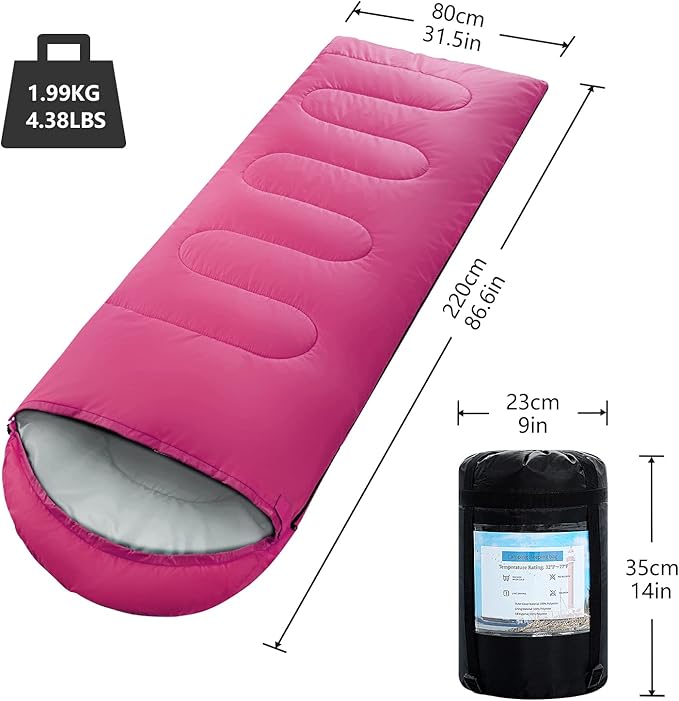 Sleeping Bags for Adults,Kids & Girls-Warm & Cold Weather Lightweight Waterproof Sleeping Bag Backpack with Compact Bag,Great for 3-4 Seasons Hiking,Camping and Outdoor