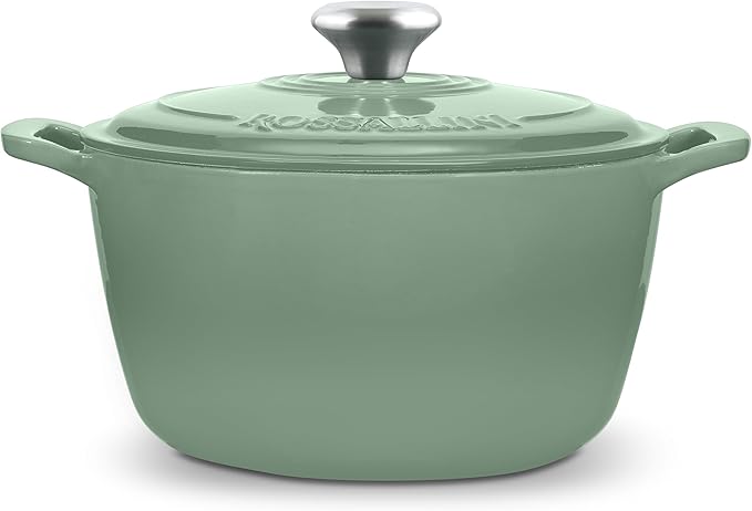 Signature Enameled Cast Iron Dutch Oven, Non-Stick Serving Pot with Tight Fitting Lid for Perfect Roasting, Baking, Sauteing, and Bread Making | 3.5Q (3.3L) - Sage