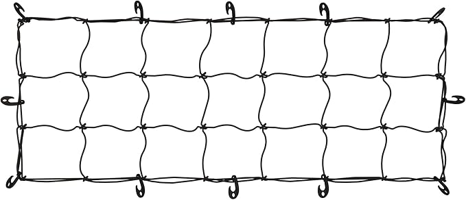 ARKSEN 57" x 21.5" Heavy Duty Tangle-Free Nylon Cargo Net (8" x 8" Mesh) - Universal Bungee Net Stretches to 80" x 40" for Pickup, Trucks, SUV, Roof Racks, and Travel Luggage Racks