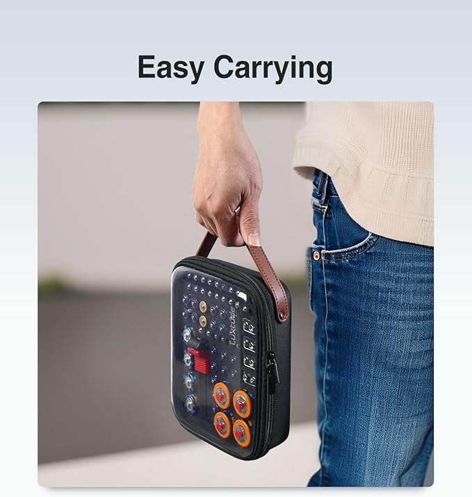 Luxtude Battery Storage Organizer, Clear Battery Organizer Storage Case with Tester,Hard Batteries Holder, Portable Batteries Case Organizers, Drawer Caddy & Daddy,Camping Accessories (Black)