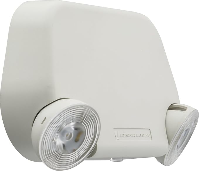 Lithonia Lighting Basics Low Profile Emergency Light, LED Emergency Lights for Business, Ceiling or Wall mount, White Thermoplastic, 120/277V Dual Voltage (EU2L M12)