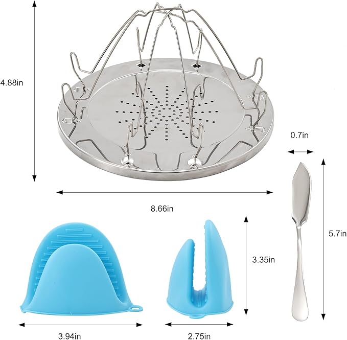 Camping Toaster 4-Slice with Oven Mitts & Butter Knife - Folding Stainless Steel Camp Stove Toaster for Gas Stove Top, Compact for Picnic, Hiking, Backyard