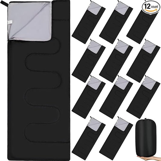 Macarrie 12 Pack Camping Sleeping Bags for Adults Bulk Cold Weather Kids Sleeping Bag for Homeless Lightweight Waterproof Compression Sack for Backpacking Traveling Hiking Outdoor