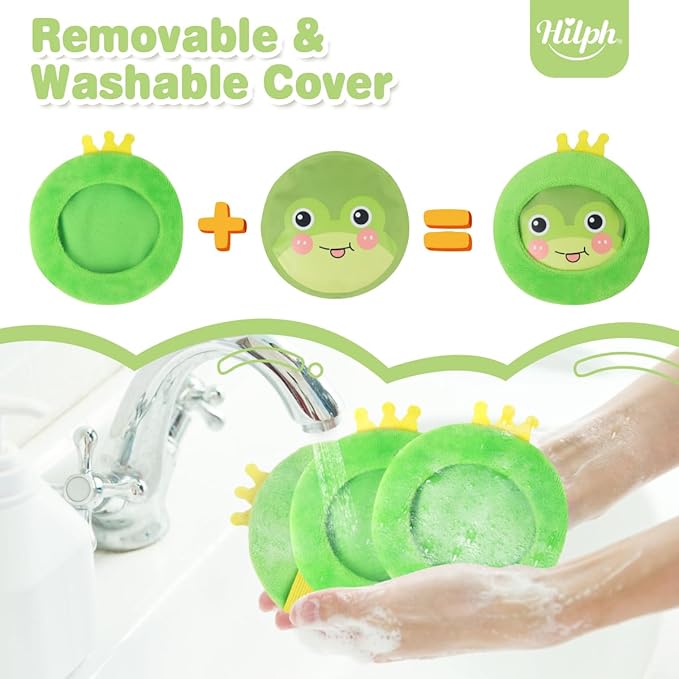 Hilph Kids Ice Packs for Boo Boos, Reuable Kids Hot Cold Packs with Cover and Handheld Straps for Pain Relief, Toddler Animal Ice Packs for Kids Bumps, Swelling, Wisdom Teeth (3 Frogs)