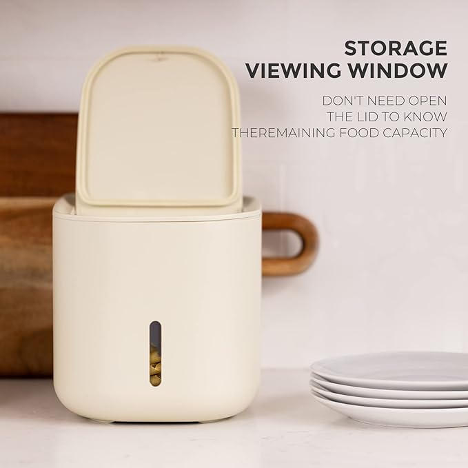 Zuutii Rice Storage Container,Food Container, Dry Food Storage, Pet Food Dispenser, 6.9Qt/11lbs Large Storage Bin with Lid,Silicone Ring & Moisture Proof,for Grain Cereal Soybean Corn,Begie
