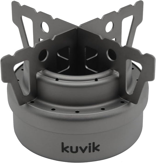 Kuvik Titanium Alcohol Stove - Ultralight and Compact Stove for Backpacking, Camping, and Survival