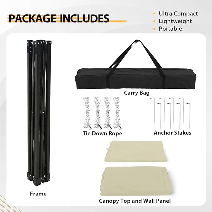 EAGLE PEAK Flex Compact 4x4 Pop-up Canopy Changing Room, Portable Privacy Dressing Room for Indoor Fashion Photoshoots, Camping, or Pool, Cream