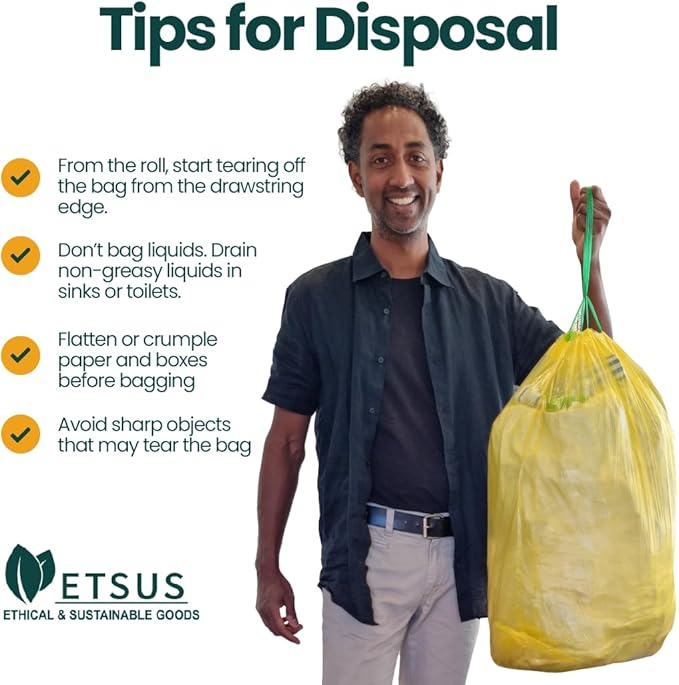 13 Gallon Trash Bags with Drawstrings, 80 Bags Made from 50% Recycled Plastic, Code K Leakproof and Tear-Resistant, Tall Kitchen Garbage Bags for Home and Office