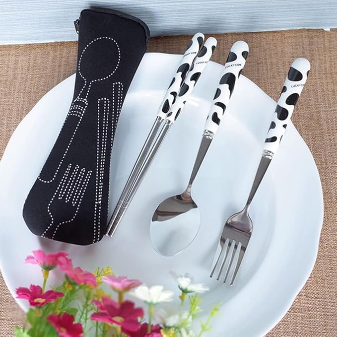 Black Portable Tableware Bag Outdoor Travel Camping Cutlery Pouch Storage Bag Flatware Tableware Dinnerware Carrying Case for Knife, Fork, Spoon, Tea Spoon, Chopsticks, Bottle Opener, Straws
